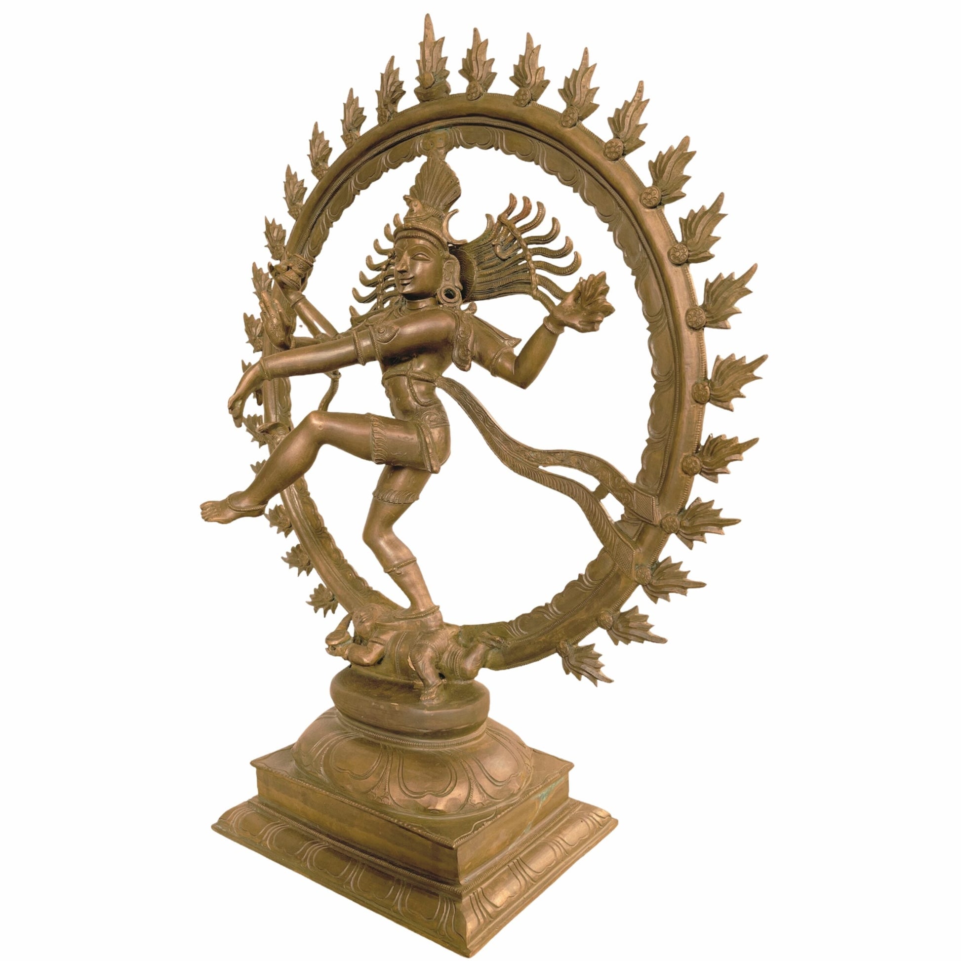 Handcrafted Bronze Panchaloha Nataraja Murti, Dancing Shiva Idol, Hindu God Natraj Statue, Cosmic Dance Sculpture, Temple Decor, Gift Item, Brown, 25 Inch, 1 Piece