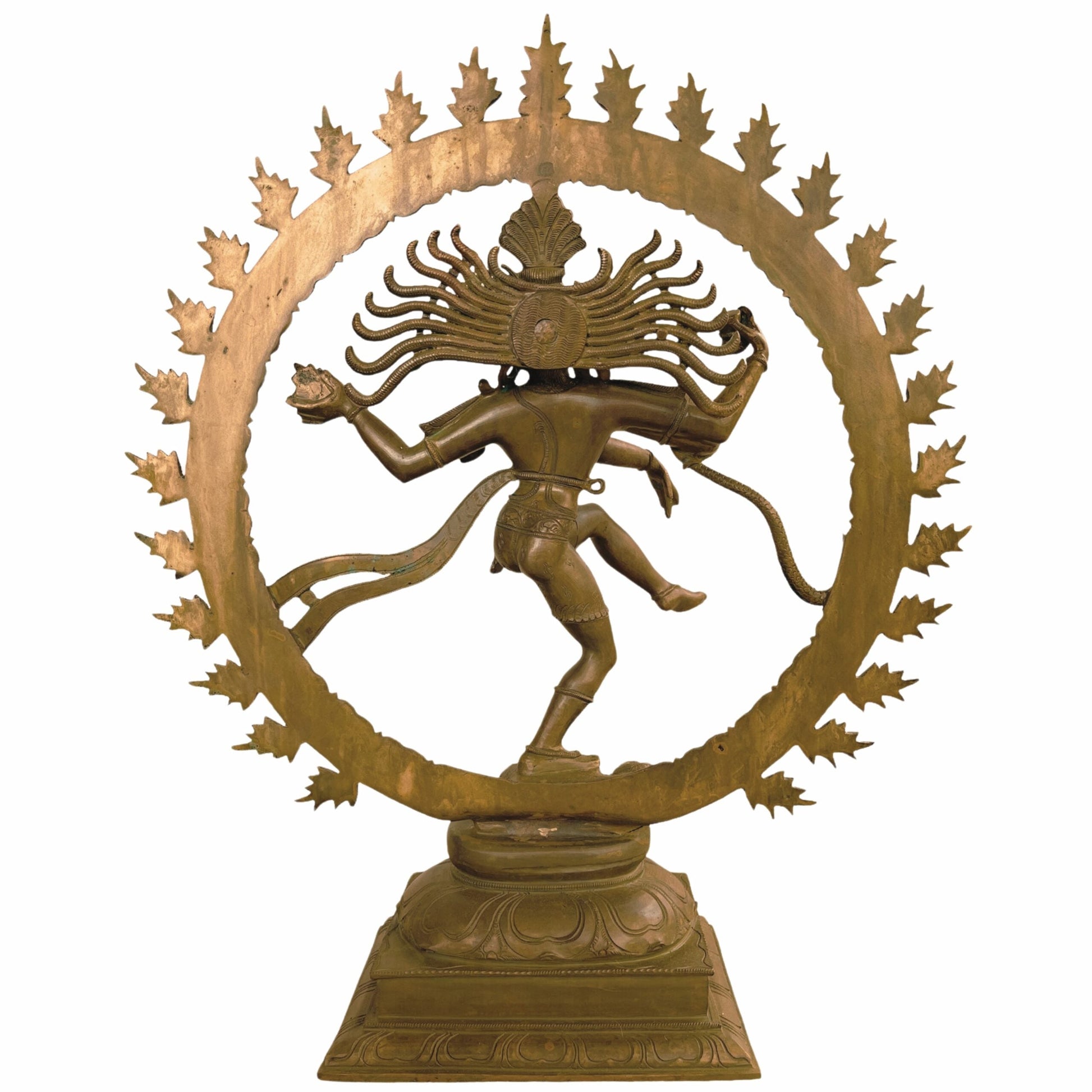 Handcrafted Bronze Panchaloha Nataraja Murti, Dancing Shiva Idol, Hindu God Natraj Statue, Cosmic Dance Sculpture, Temple Decor, Gift Item, Brown, 25 Inch, 1 Piece