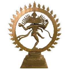 Handcrafted Bronze Panchaloha Nataraja Murti, Dancing Shiva Idol, Hindu God Natraj Statue, Cosmic Dance Sculpture, Temple Decor, Gift Item, Brown, 25 Inch, 1 Piece