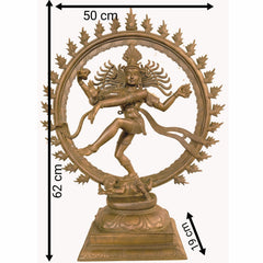 Handcrafted Bronze Panchaloha Nataraja Murti, Dancing Shiva Idol, Hindu God Natraj Statue, Cosmic Dance Sculpture, Temple Decor, Gift Item, Brown, 25 Inch, 1 Piece