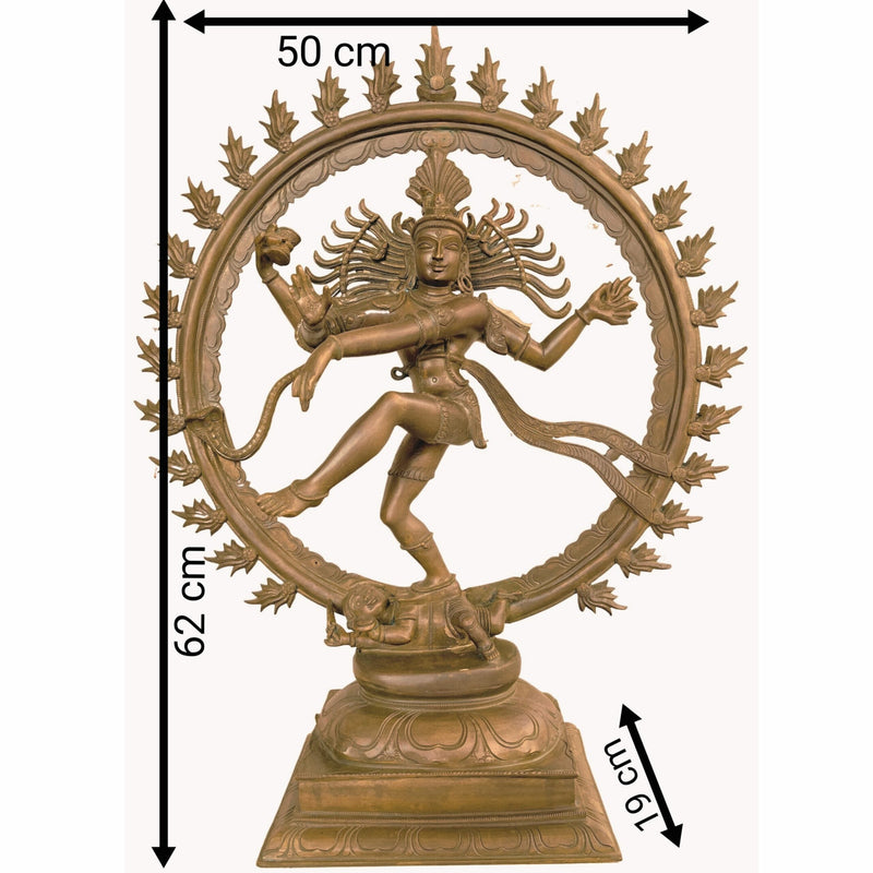 Handcrafted Bronze Panchaloha Nataraja Murti, Dancing Shiva Idol, Hindu God Natraj Statue, Cosmic Dance Sculpture, Temple Decor, Gift Item, Brown, 25 Inch, 1 Piece