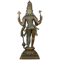 Handcrafted Bronze Harihara Idol – Panchaloha Shankaranarayana Harinarayana Harivishveshwara Sculpture | Traditional Chola Art Hindu God Statue for Temple & Home,Brown, 33 Inch, 1 Piece
