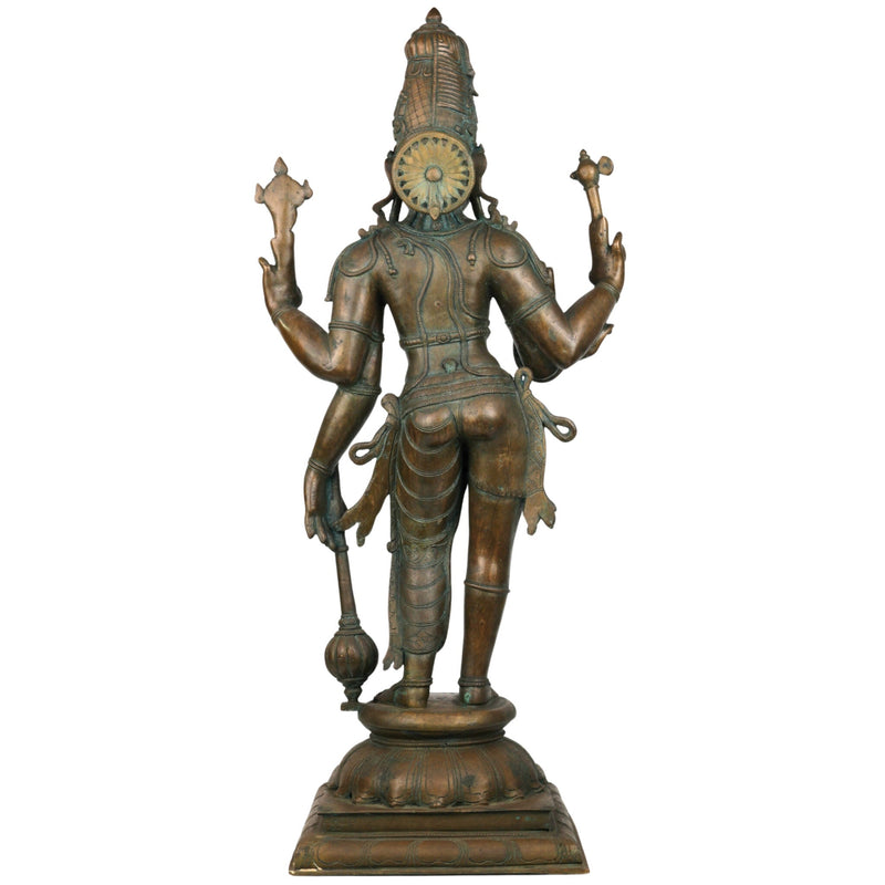 Handcrafted Bronze Harihara Idol – Panchaloha Shankaranarayana Harinarayana Harivishveshwara Sculpture | Traditional Chola Art Hindu God Statue for Temple & Home,Brown, 33 Inch, 1 Piece