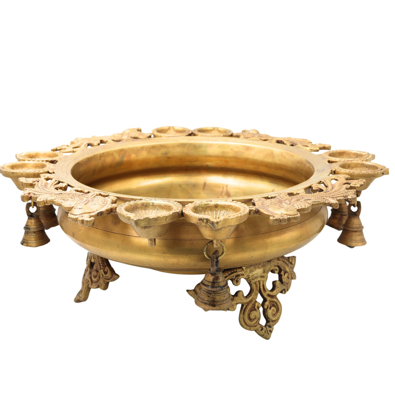 Brass Urli Idol, Kerala Uruli Bowl for Pooja & Home Décor, Peetal Pittal Traditional Temple Urli,Gold, 6.5 Inch, 1 Piece
