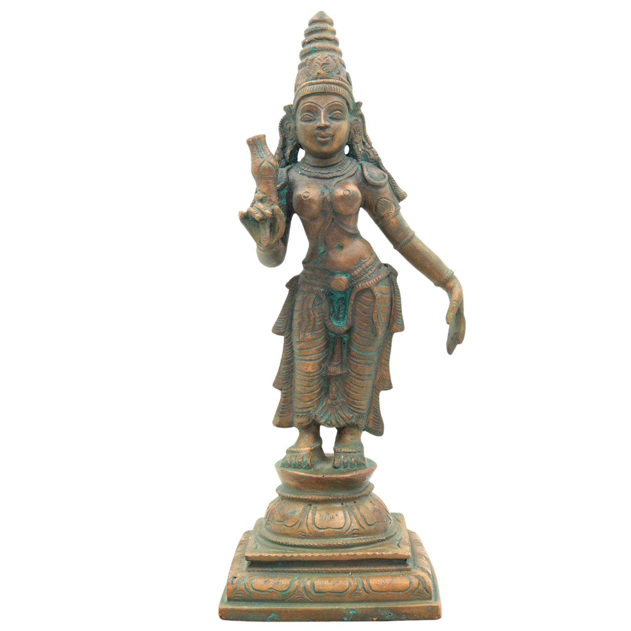 Handcrafted Bronze Bhudevi Idol | Panchaloha Vasundhara, Prithvi Devi, Bhoomata, Earth Goddess Sculpture for Pooja & Vastu,Brown, 11.5 Inch, 1 Piece