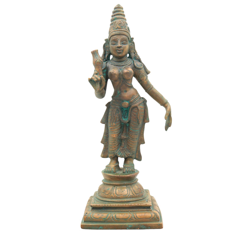 Handcrafted Bronze Bhudevi Idol | Panchaloha Vasundhara, Prithvi Devi, Bhoomata, Earth Goddess Sculpture for Pooja & Vastu,Brown, 11.5 Inch, 1 Piece