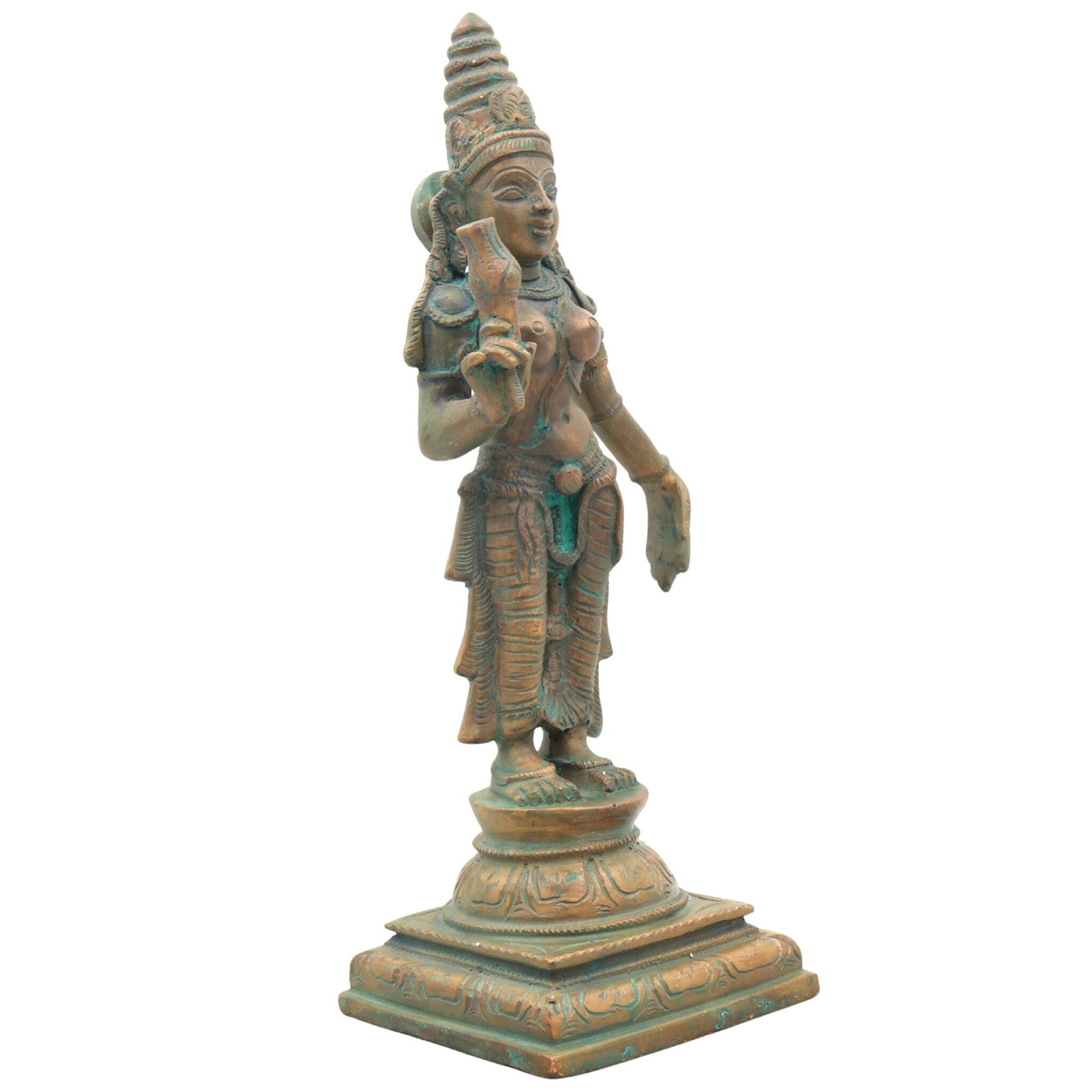 Handcrafted Bronze Bhudevi Idol | Panchaloha Vasundhara, Prithvi Devi, Bhoomata, Earth Goddess Sculpture for Pooja & Vastu,Brown, 11.5 Inch, 1 Piece