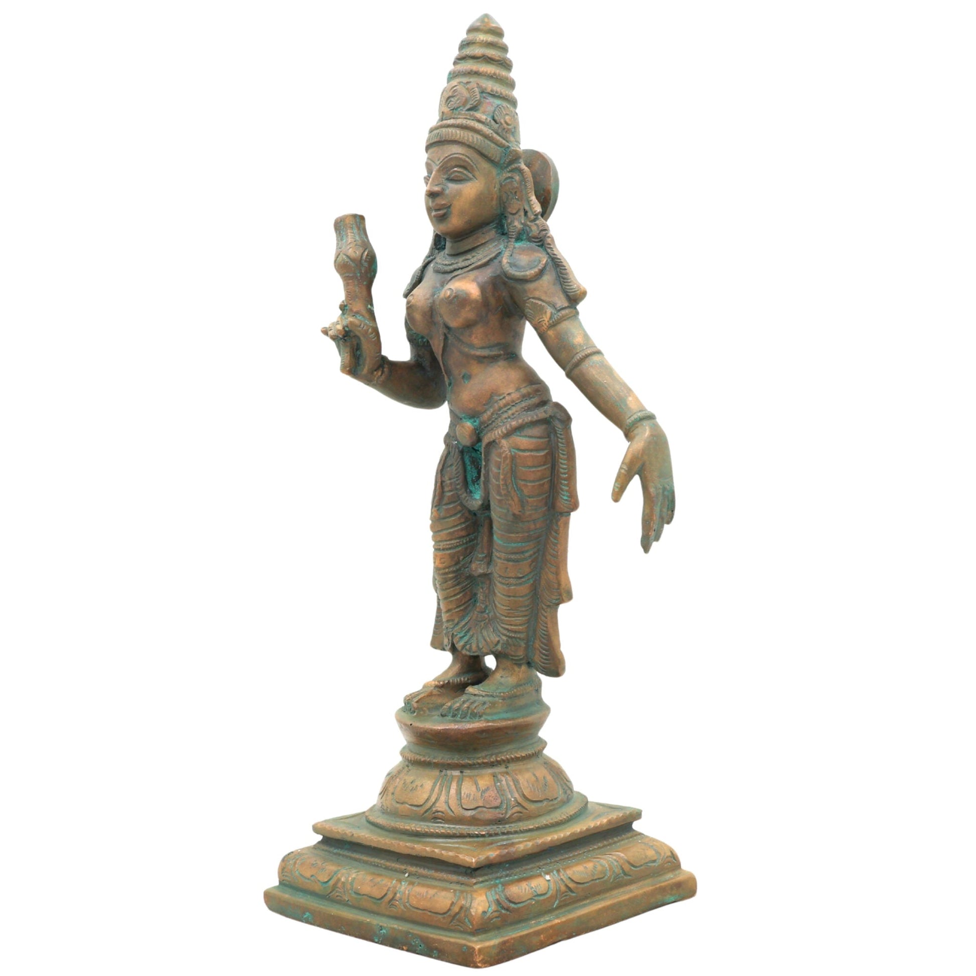 Handcrafted Bronze Bhudevi Idol | Panchaloha Vasundhara, Prithvi Devi, Bhoomata, Earth Goddess Sculpture for Pooja & Vastu,Brown, 11.5 Inch, 1 Piece