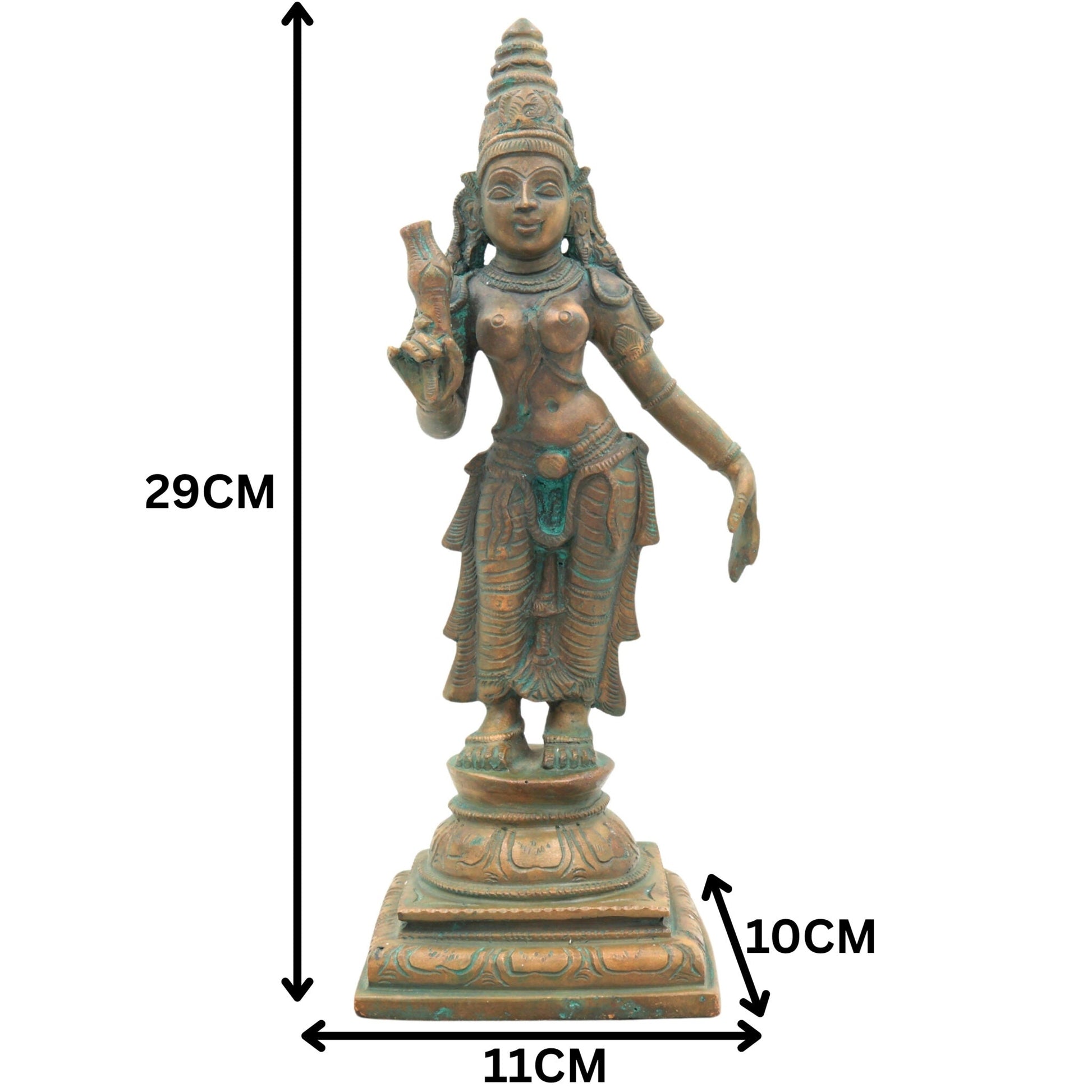Handcrafted Bronze Bhudevi Idol | Panchaloha Vasundhara, Prithvi Devi, Bhoomata, Earth Goddess Sculpture for Pooja & Vastu,Brown, 11.5 Inch, 1 Piece