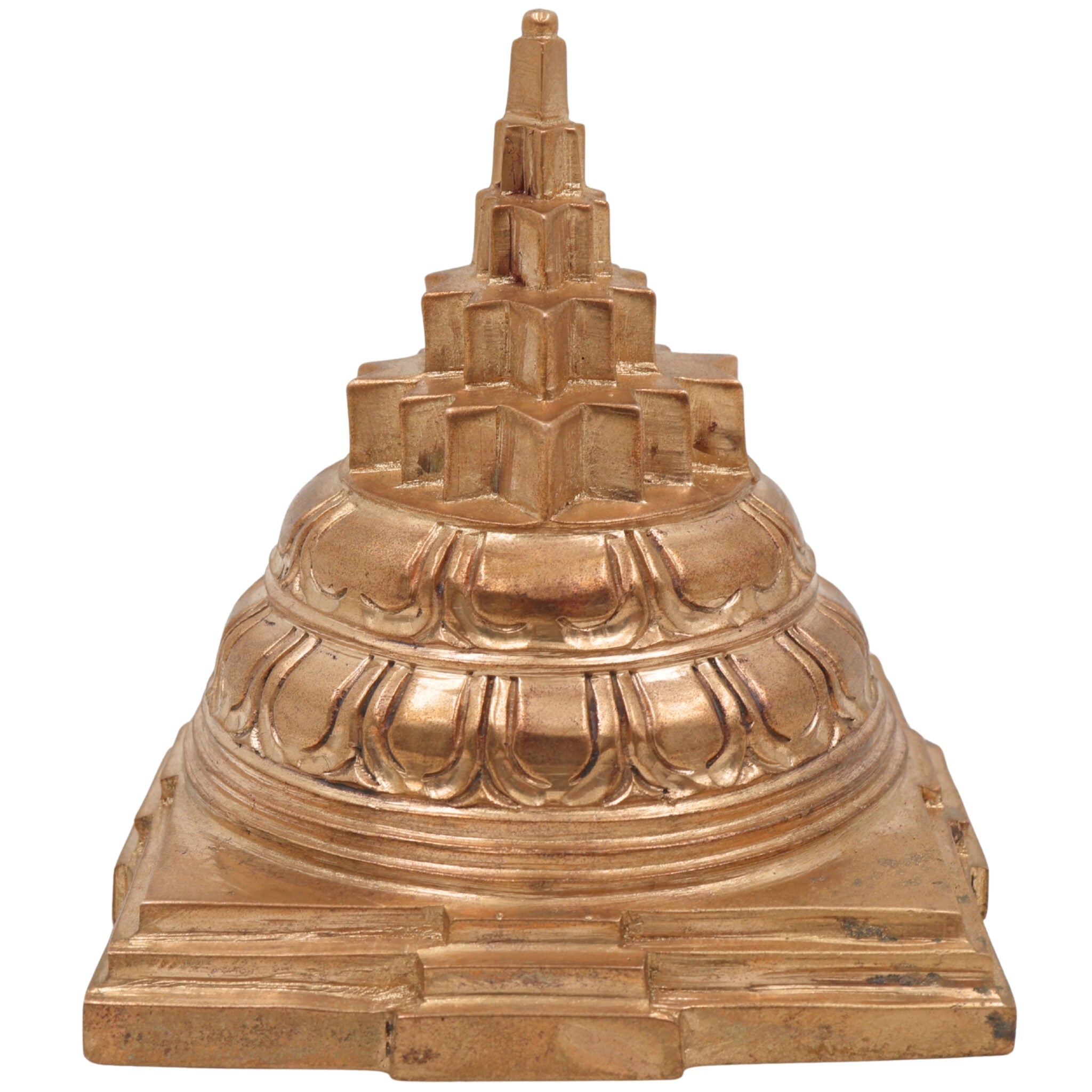 Panchaloha Bronze Shree Yantra Maha Meru Sri Chakra Meru Chakra Rajarajeshwari Laxmi Kubera Yantra for Wealth Health Prosperity – Handmade Chola Art,Gold, 4 Inch, 1 Piece