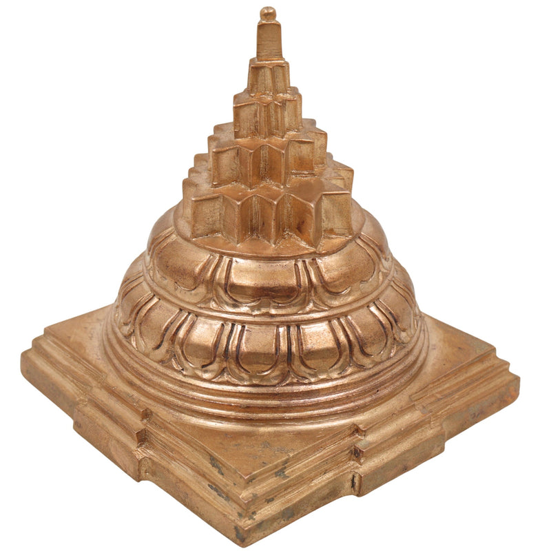 Panchaloha Bronze Shree Yantra Maha Meru Sri Chakra Meru Chakra Rajarajeshwari Laxmi Kubera Yantra for Wealth Health Prosperity – Handmade Chola Art,Gold, 4 Inch, 1 Piece