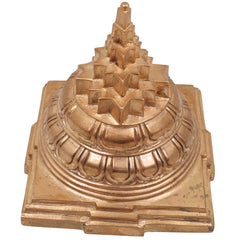 Panchaloha Bronze Shree Yantra Maha Meru Sri Chakra Meru Chakra Rajarajeshwari Laxmi Kubera Yantra for Wealth Health Prosperity – Handmade Chola Art,Gold, 4 Inch, 1 Piece