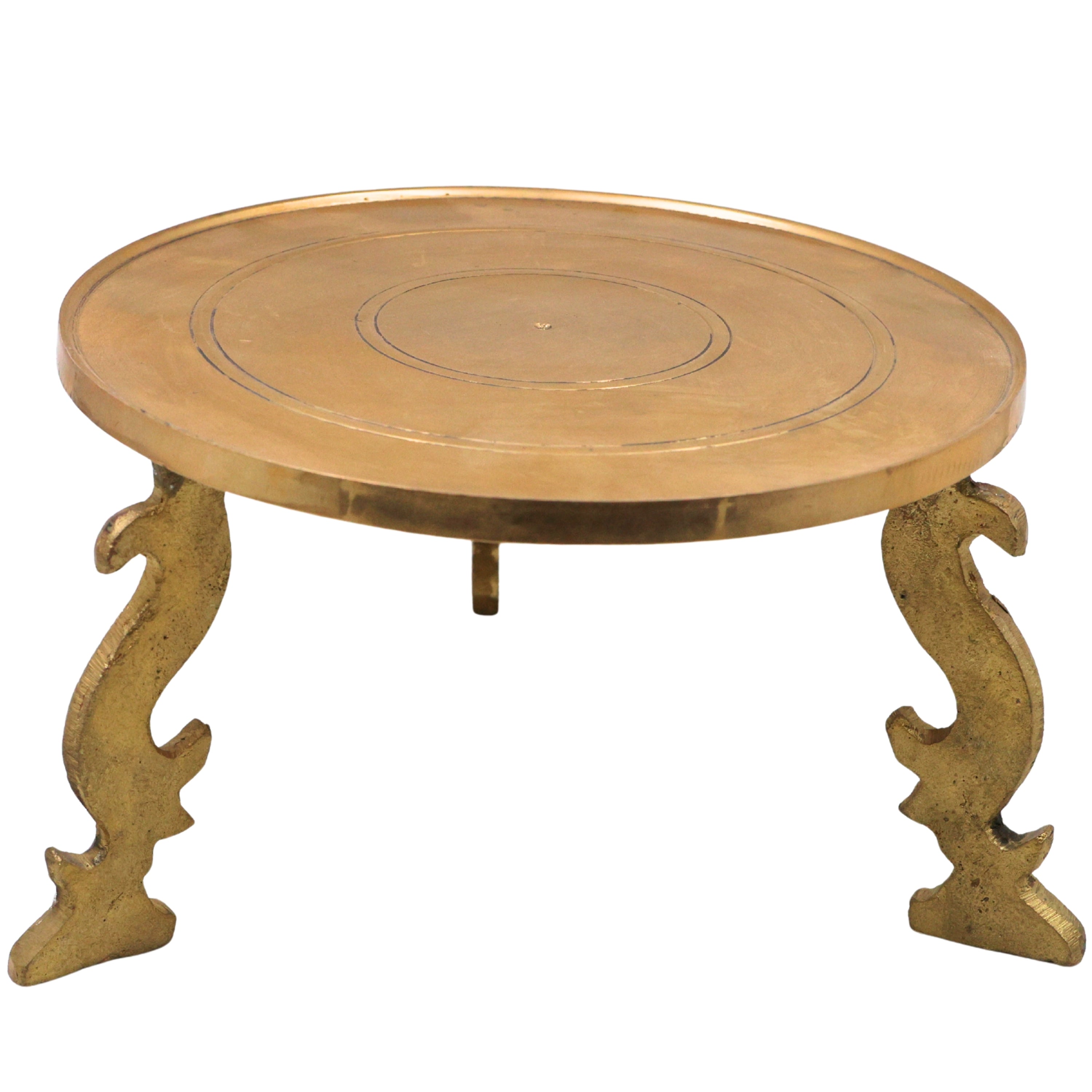 Bhunes Brass Pooja Chowki Peetha Peeta Peetalu Peetham Bajot For Temple Sinhasan Pooja Mandir Stand, Gold, 5 Inch, 1 Piece