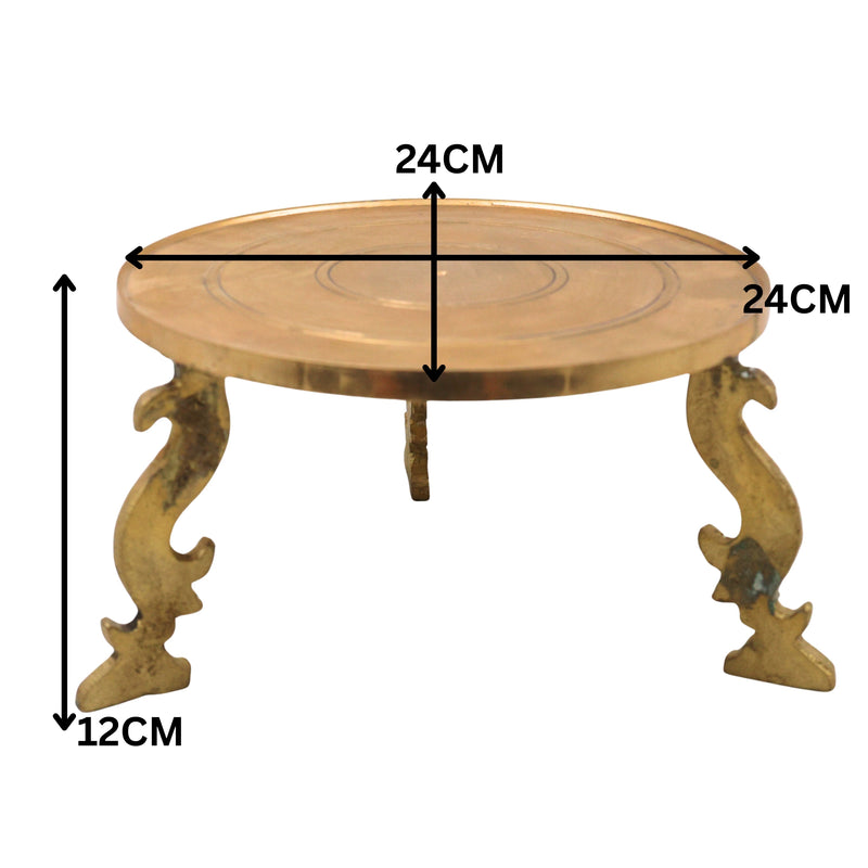Bhunes Brass Pooja Chowki Peetha Peeta Peetalu Peetham Bajot For Temple Sinhasan Pooja Mandir Stand, Gold, 5 Inch, 1 Piece