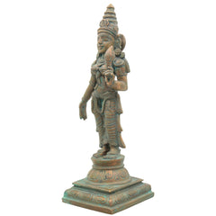 Handcrafted Bronze Sri Devi Silai, Maha Lakshmi Idol | Panchaloha Kamala Devi Murti for Pooja, Temple & Home Decor,Brown, 11.5 Inch, 1 Piece