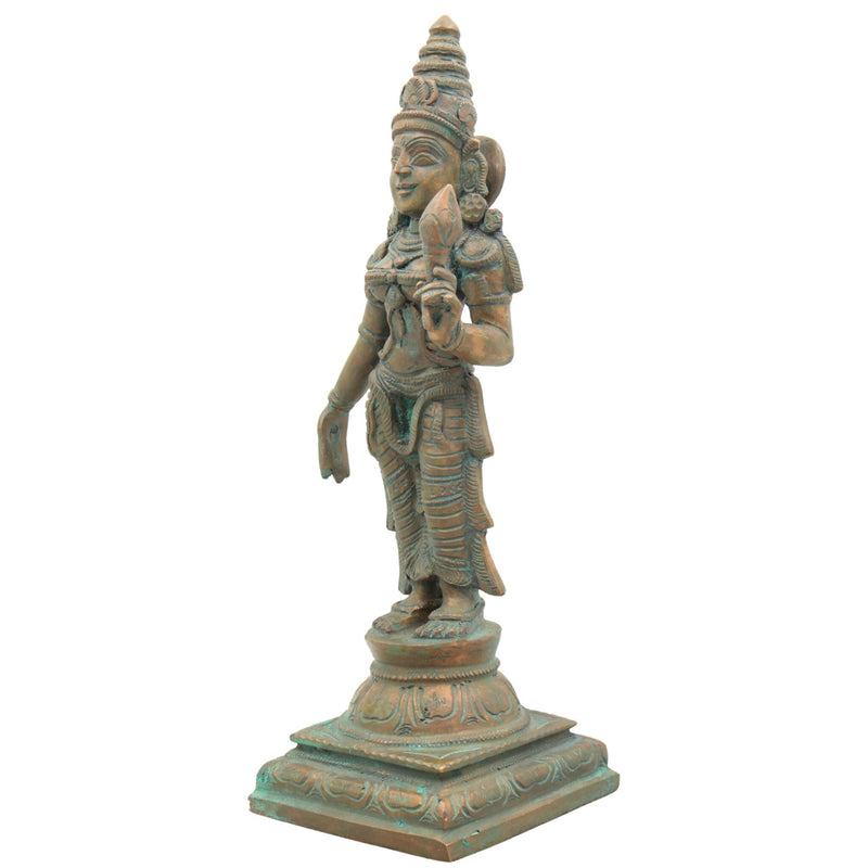 Handcrafted Bronze Sri Devi Silai, Maha Lakshmi Idol | Panchaloha Kamala Devi Murti for Pooja, Temple & Home Decor,Brown, 11.5 Inch, 1 Piece