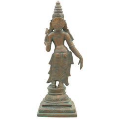 Handcrafted Bronze Sri Devi Silai, Maha Lakshmi Idol | Panchaloha Kamala Devi Murti for Pooja, Temple & Home Decor,Brown, 11.5 Inch, 1 Piece