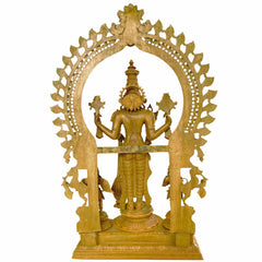 Panchaloha Bronze Vishnu Idol with Hanuman, Garuda & Prabhavali – Chola Art Narayana, Venkateswara, Govinda, Padmanabha Temple Sculpture,Brown, 41 Inch, 1 Piece
