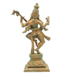 Handcrafted Bronze Panchaloha Saraswati Idol, Sharada, Veena Pustak Dharini, Vagdevi, Hamsavahini, Vidyadayini Goddess of Knowledge & Wisdom Sculpture for Home, Temple & Gift,Brown, 13.5 Inch, 1 Piece