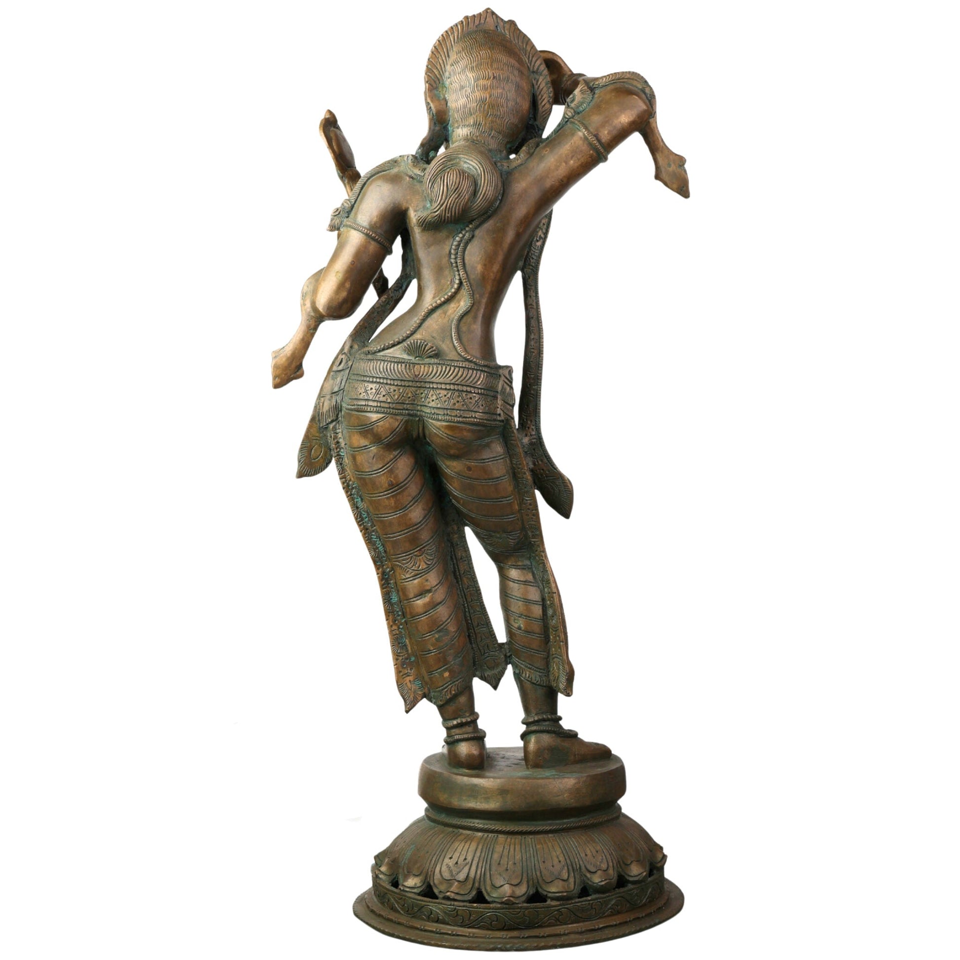Handcrafted Panchaloha Bronze Apsara Idol – Chola Art Urvashi Menaka Rambha Tilottama Mohini Celestial Nymph Divine Dancer Statue for Temple & Home Decor,Brown, 25.5 Inch, 1 Piece
