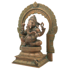 Handcrafted Bronze Ganesha Idol, Panchaloha Ganpati Murti, Vinayaka, Ekadanta, Siddhivinayak Statue for Home, Temple & Pooja Decor,Brown, 13 Inch, 1 Piece