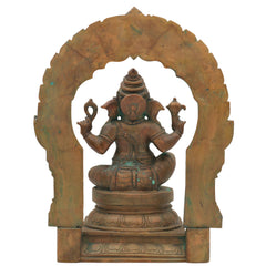 Handcrafted Bronze Ganesha Idol, Panchaloha Ganpati Murti, Vinayaka, Ekadanta, Siddhivinayak Statue for Home, Temple & Pooja Decor,Brown, 13 Inch, 1 Piece