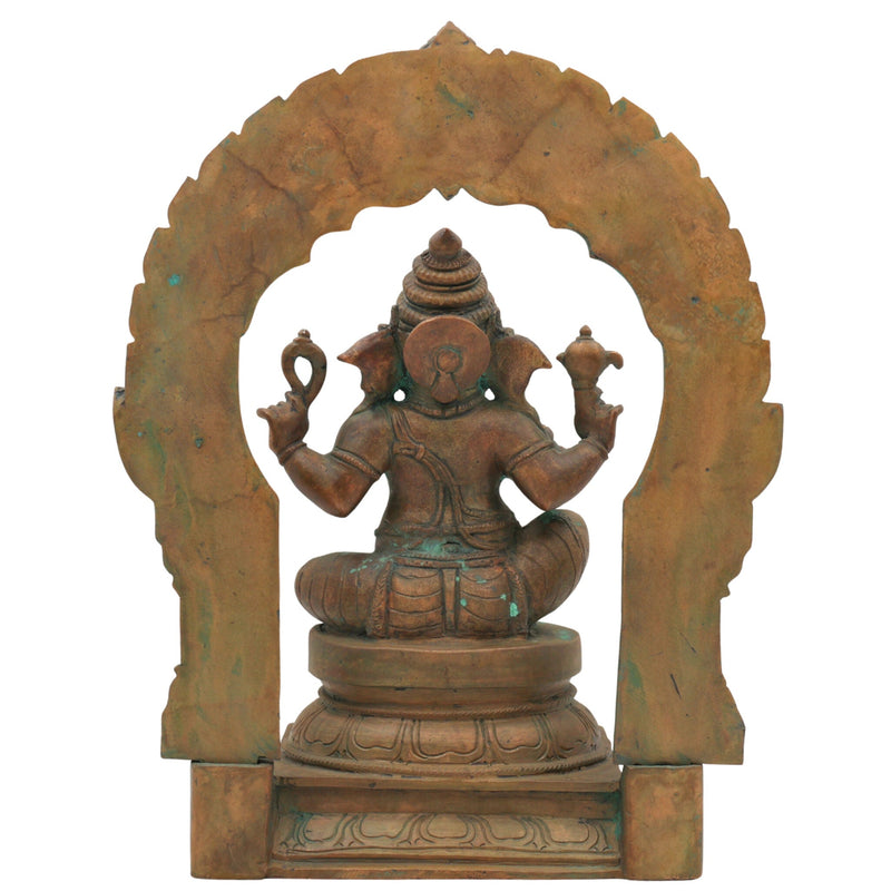 Handcrafted Bronze Ganesha Idol, Panchaloha Ganpati Murti, Vinayaka, Ekadanta, Siddhivinayak Statue for Home, Temple & Pooja Decor,Brown, 13 Inch, 1 Piece