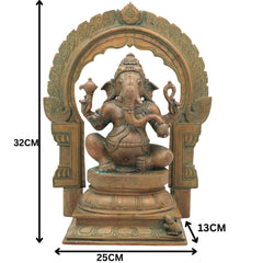Handcrafted Bronze Ganesha Idol, Panchaloha Ganpati Murti, Vinayaka, Ekadanta, Siddhivinayak Statue for Home, Temple & Pooja Decor,Brown, 13 Inch, 1 Piece