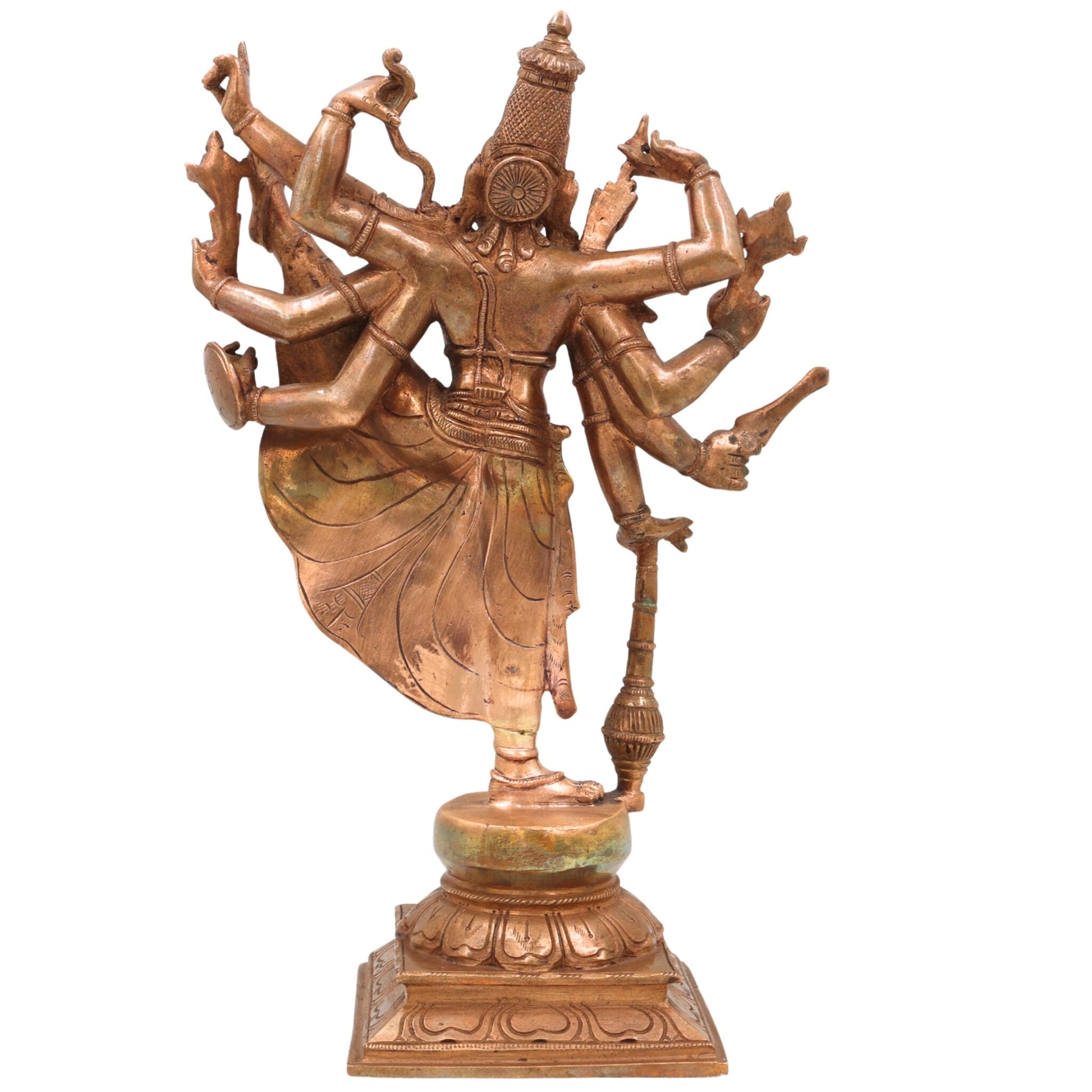Handcrafted Bronze Dancing Vishnu Idol – Panchaloha Narayana, Govinda, Venkateswara, Padmanabha Murti for Temple & Home Décor,Brown, 13 Inch, 1 Piece