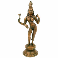 Handcrafted Bronze Ardhanarishvara Idol | Ardhanari Murti | Panchaloha Chola Art Statue for Temple & Home Decor, 12.5 Inch Brown, 1 Piece