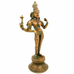 Handcrafted Bronze Ardhanarishvara Idol | Ardhanari Murti | Panchaloha Chola Art Statue for Temple & Home Decor, 12.5 Inch Brown, 1 Piece
