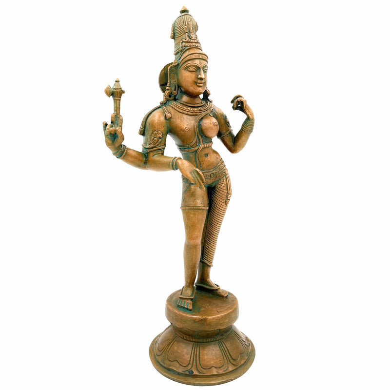 Handcrafted Bronze Ardhanarishvara Idol | Ardhanari Murti | Panchaloha Chola Art Statue for Temple & Home Decor, 12.5 Inch Brown, 1 Piece