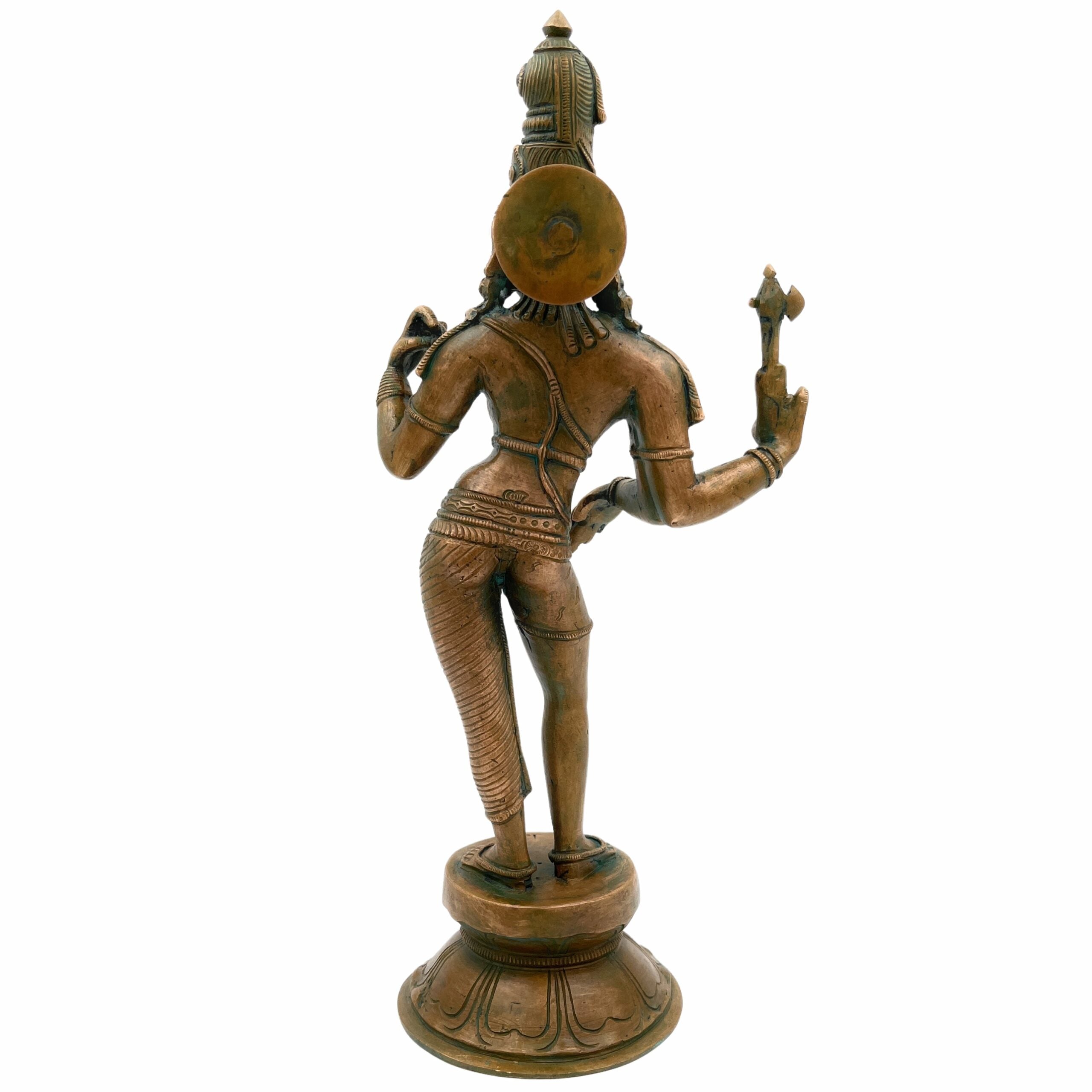 Handcrafted Bronze Ardhanarishvara Idol | Ardhanari Murti | Panchaloha Chola Art Statue for Temple & Home Decor, 12.5 Inch Brown, 1 Piece