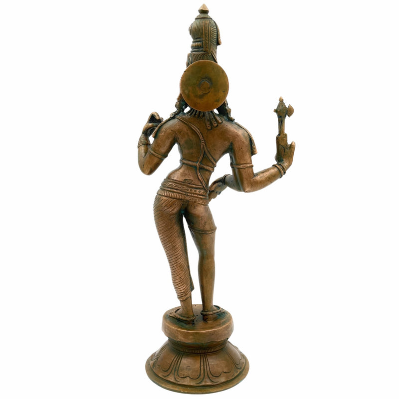Handcrafted Bronze Ardhanarishvara Idol | Ardhanari Murti | Panchaloha Chola Art Statue for Temple & Home Decor, 12.5 Inch Brown, 1 Piece