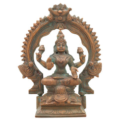 Handcrafted Bronze Mahalakshmi Idol | Panchaloha Maha Lakshmi Murti | Kamala Devi | Chola Art Sculpture for Pooja & Home Decor,Brown, 7 Inch, 1 Piece