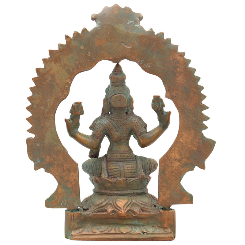 Handcrafted Bronze Mahalakshmi Idol | Panchaloha Maha Lakshmi Murti | Kamala Devi | Chola Art Sculpture for Pooja & Home Decor,Brown, 7 Inch, 1 Piece