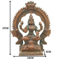 Handcrafted Bronze Mahalakshmi Idol | Panchaloha Maha Lakshmi Murti | Kamala Devi | Chola Art Sculpture for Pooja & Home Decor,Brown, 7 Inch, 1 Piece