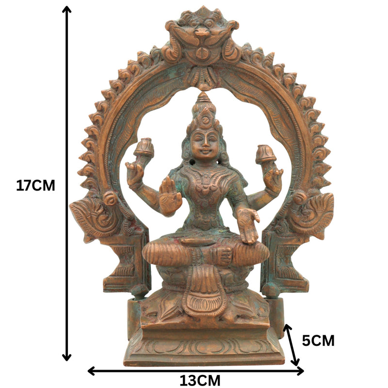 Handcrafted Bronze Mahalakshmi Idol | Panchaloha Maha Lakshmi Murti | Kamala Devi | Chola Art Sculpture for Pooja & Home Decor,Brown, 7 Inch, 1 Piece