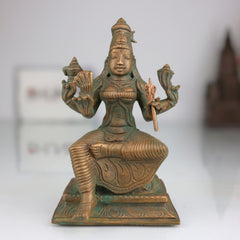 Handmade Bronze Raja Rajeshwari Devi Idol – Panchaloha Lalitha Tripurasundari, Rajarajeshwari Amman, Tripura Sundari Shodashi Devi Chola Art Sculpture,Brown, 5.5 Inch, 1 Piece