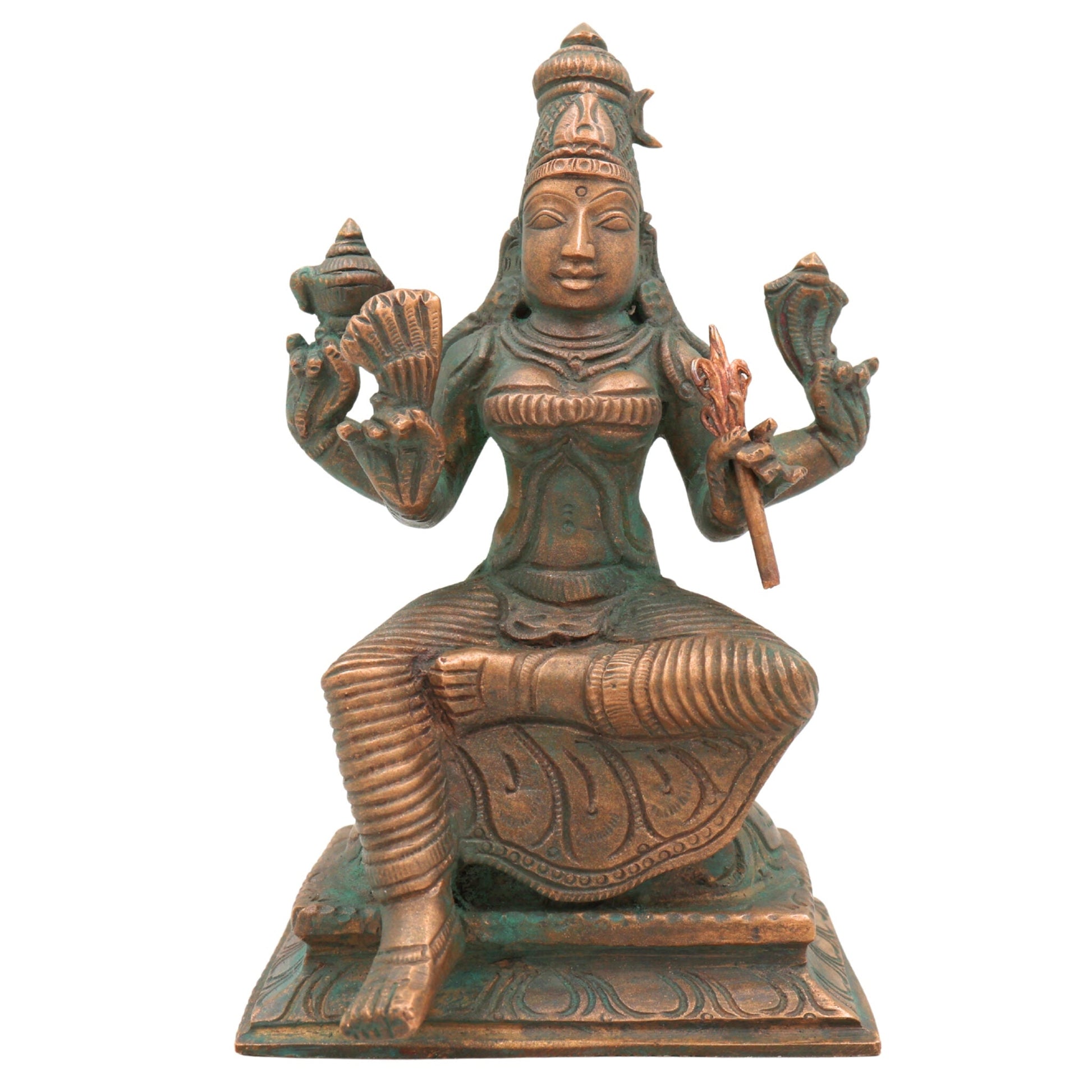 Handmade Bronze Raja Rajeshwari Devi Idol – Panchaloha Lalitha Tripurasundari, Rajarajeshwari Amman, Tripura Sundari Shodashi Devi Chola Art Sculpture,Brown, 5.5 Inch, 1 Piece
