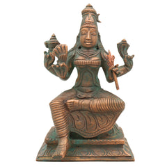 Handmade Bronze Raja Rajeshwari Devi Idol – Panchaloha Lalitha Tripurasundari, Rajarajeshwari Amman, Tripura Sundari Shodashi Devi Chola Art Sculpture,Brown, 5.5 Inch, 1 Piece