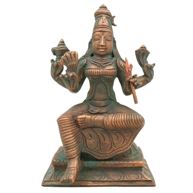 Handmade Bronze Raja Rajeshwari Devi Idol – Panchaloha Lalitha Tripurasundari, Rajarajeshwari Amman, Tripura Sundari Shodashi Devi Chola Art Sculpture,Brown, 5.5 Inch, 1 Piece