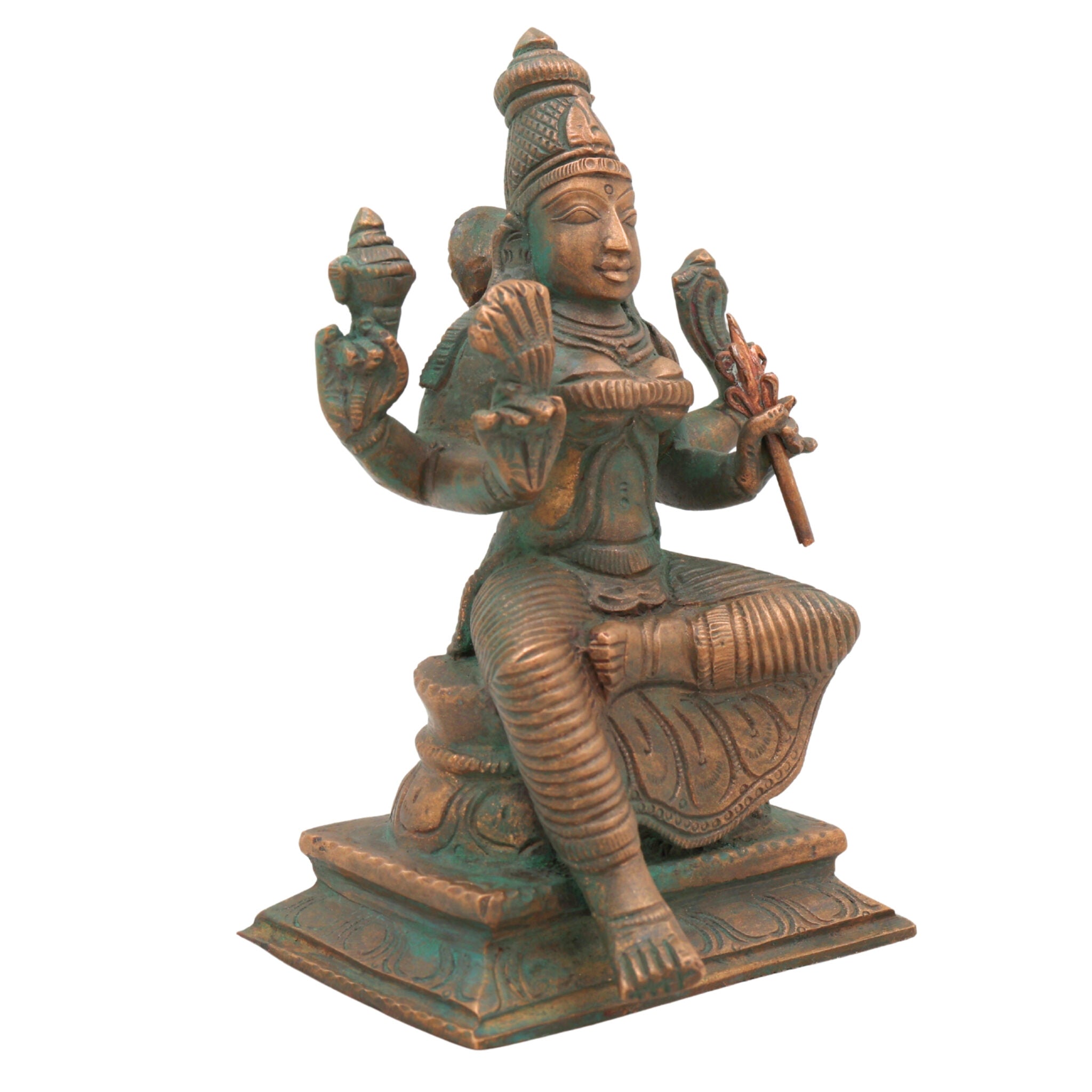 Handmade Bronze Raja Rajeshwari Devi Idol – Panchaloha Lalitha Tripurasundari, Rajarajeshwari Amman, Tripura Sundari Shodashi Devi Chola Art Sculpture,Brown, 5.5 Inch, 1 Piece