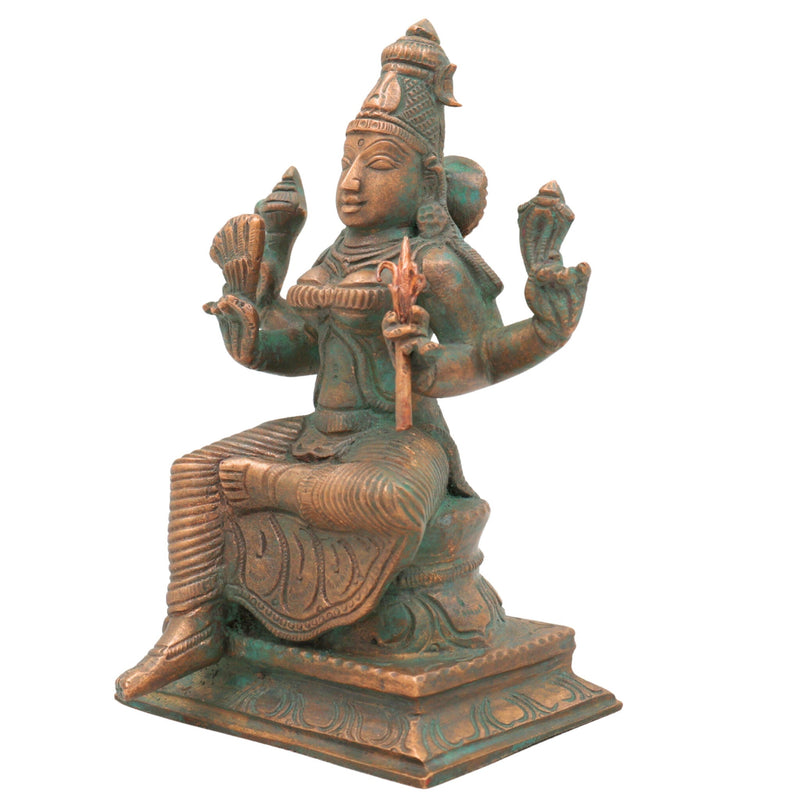 Handmade Bronze Raja Rajeshwari Devi Idol – Panchaloha Lalitha Tripurasundari, Rajarajeshwari Amman, Tripura Sundari Shodashi Devi Chola Art Sculpture,Brown, 5.5 Inch, 1 Piece