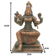 Handmade Bronze Raja Rajeshwari Devi Idol – Panchaloha Lalitha Tripurasundari, Rajarajeshwari Amman, Tripura Sundari Shodashi Devi Chola Art Sculpture,Brown, 5.5 Inch, 1 Piece