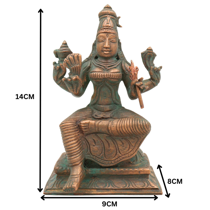 Handmade Bronze Raja Rajeshwari Devi Idol – Panchaloha Lalitha Tripurasundari, Rajarajeshwari Amman, Tripura Sundari Shodashi Devi Chola Art Sculpture,Brown, 5.5 Inch, 1 Piece