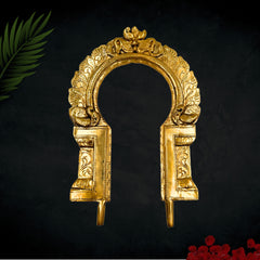 Handcrafted Bronze Prabhavali | Panchaloha Arch Frame for God Idol | Traditional Temple Backdrop for Pooja, Mandir & Wall Decor, Gold, 9 Inch, 1 Piece