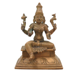 Handcrafted Bronze Parvati Devi Idol | Panchaloha Gauri Uma Durga Statue | South Indian Chola Art Shakti Sculpture for Pooja & Home Temple,Brown, 5 Inch, 1 Piece