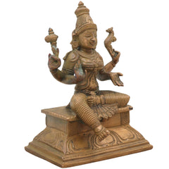 Handcrafted Bronze Parvati Devi Idol | Panchaloha Gauri Uma Durga Statue | South Indian Chola Art Shakti Sculpture for Pooja & Home Temple,Brown, 5 Inch, 1 Piece