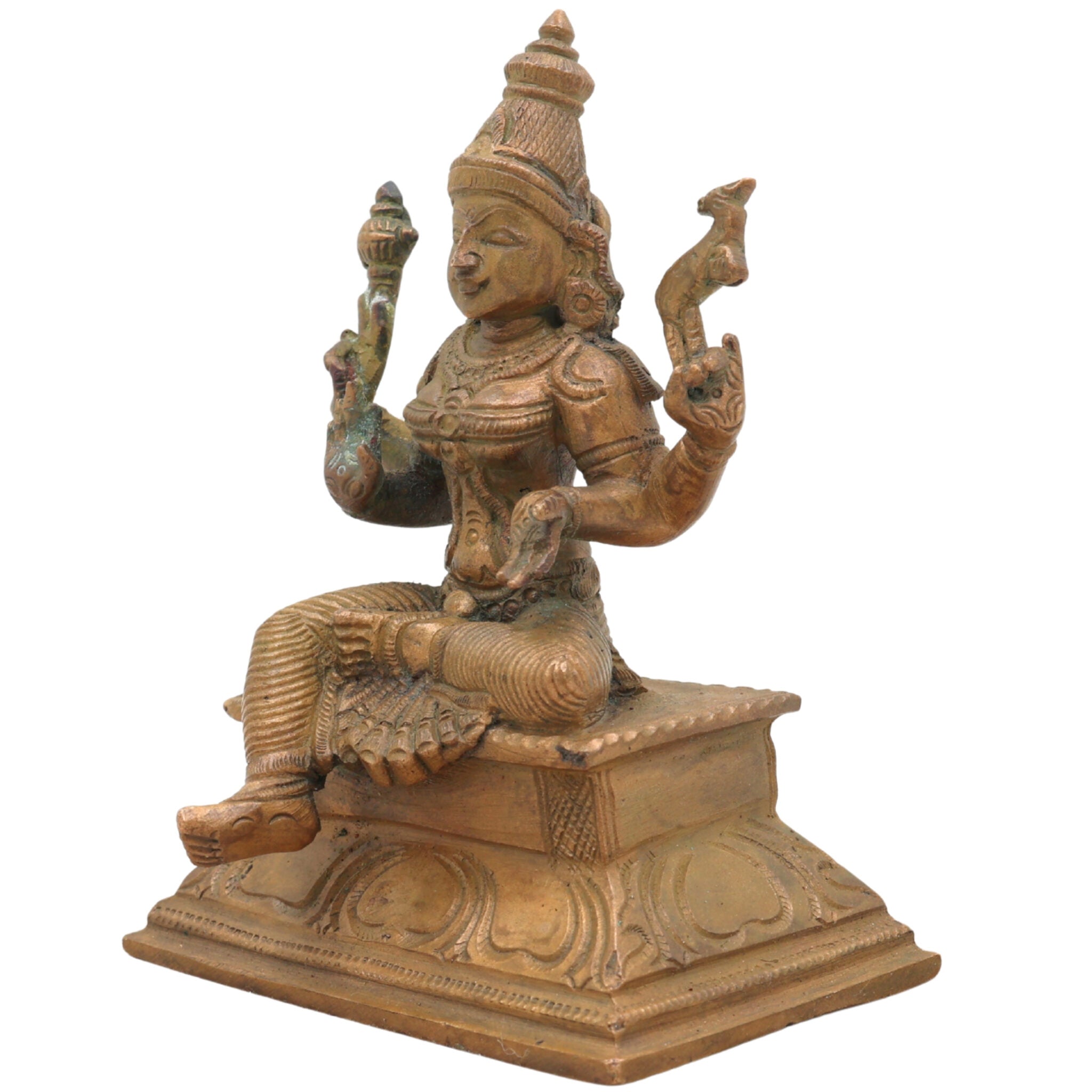 Handcrafted Bronze Parvati Devi Idol | Panchaloha Gauri Uma Durga Statue | South Indian Chola Art Shakti Sculpture for Pooja & Home Temple,Brown, 5 Inch, 1 Piece